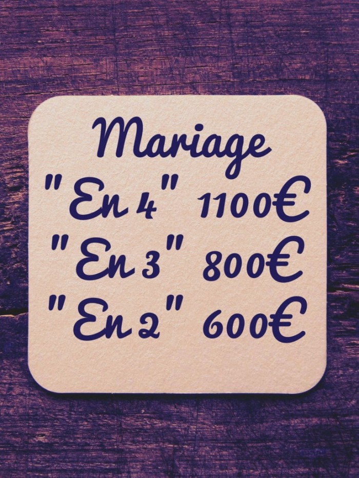 Prestation mariage « En 4 », « En 3 » et « En 2 »